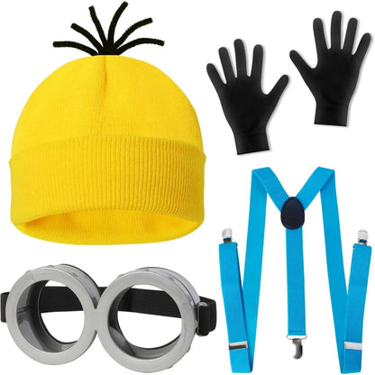 Adult Halloween Funny Costume Accessory Set Hat Glasses Gloves Suspenders