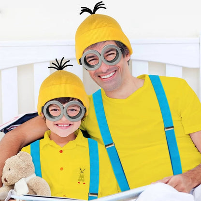 Adult Halloween Funny Costume Accessory Set Hat Glasses Gloves Suspenders