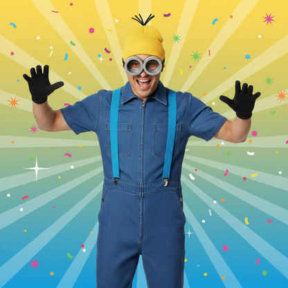 Adult Halloween Funny Costume Accessory Set Hat Glasses Gloves Suspenders