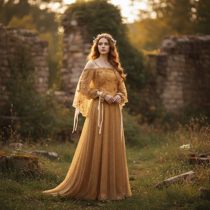 Adult Medieval Fantasy Dress Off Shoulder Halloween Costume