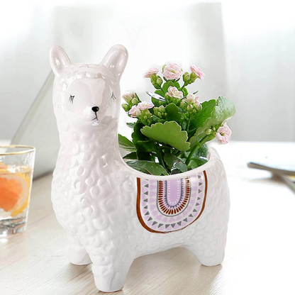 Alpaca Plant Pot Cute Animal Succulent Planter Decorative Indoor Desk Flower Pot