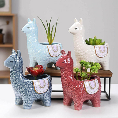 Alpaca Plant Pot Cute Animal Succulent Planter Decorative Indoor Desk Flower Pot
