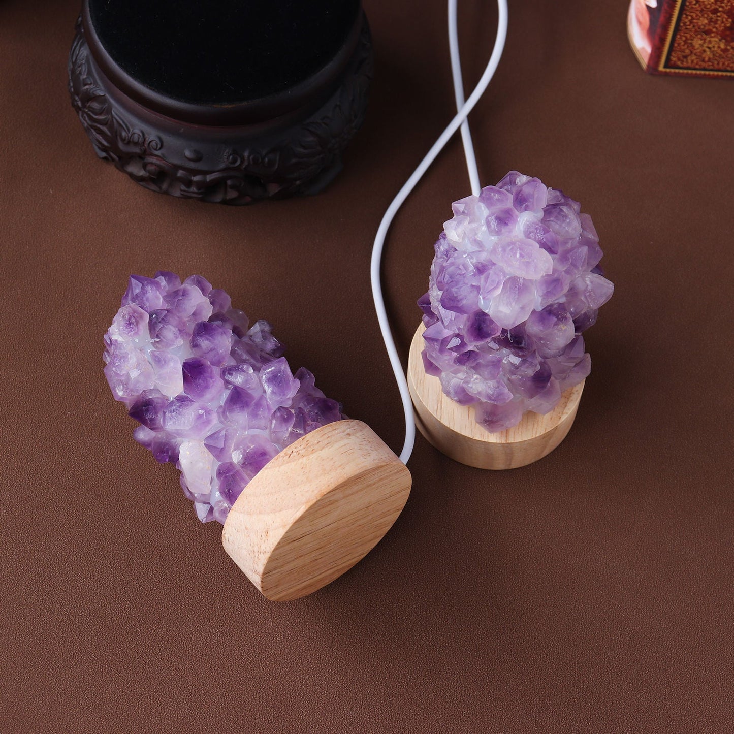Amethyst Crystal Lamp with Calming Light – Natural Healing Stone LED Table Lamp for Home & Bedroom