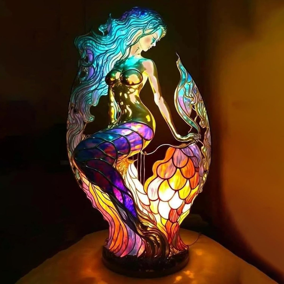 Animal Stained Glass Table Lamp Decorative USB LED Ambient Light