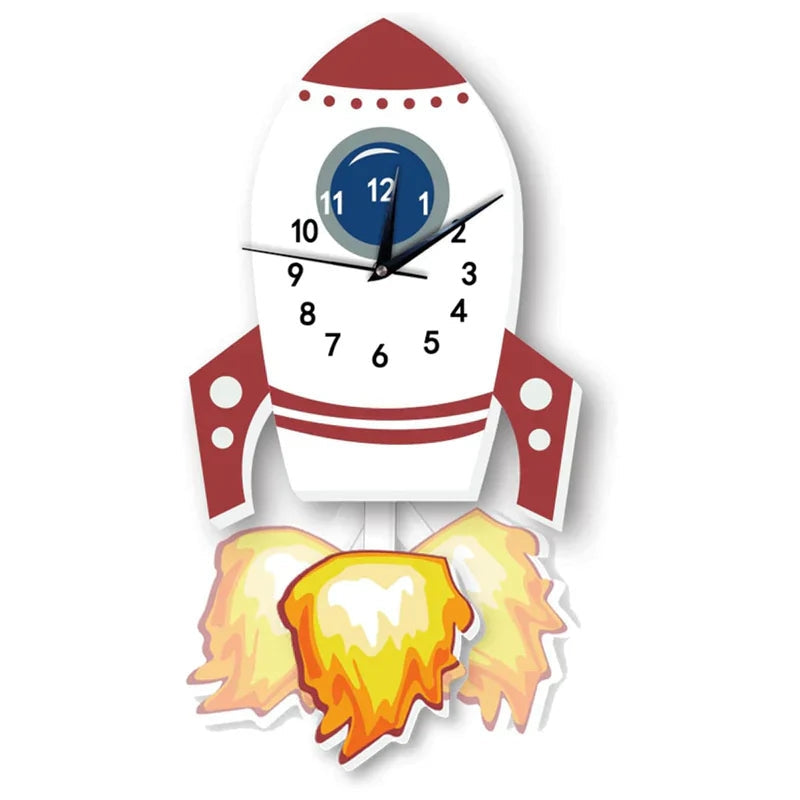 Animal Theme Wall Clock Kids Room Decorative Pendulum Learning Clock