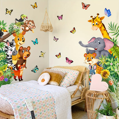Animal Wall Stickers Kids Room Decor Playful Nursery Wall Decals for Bedroom and Playroom Decoration
