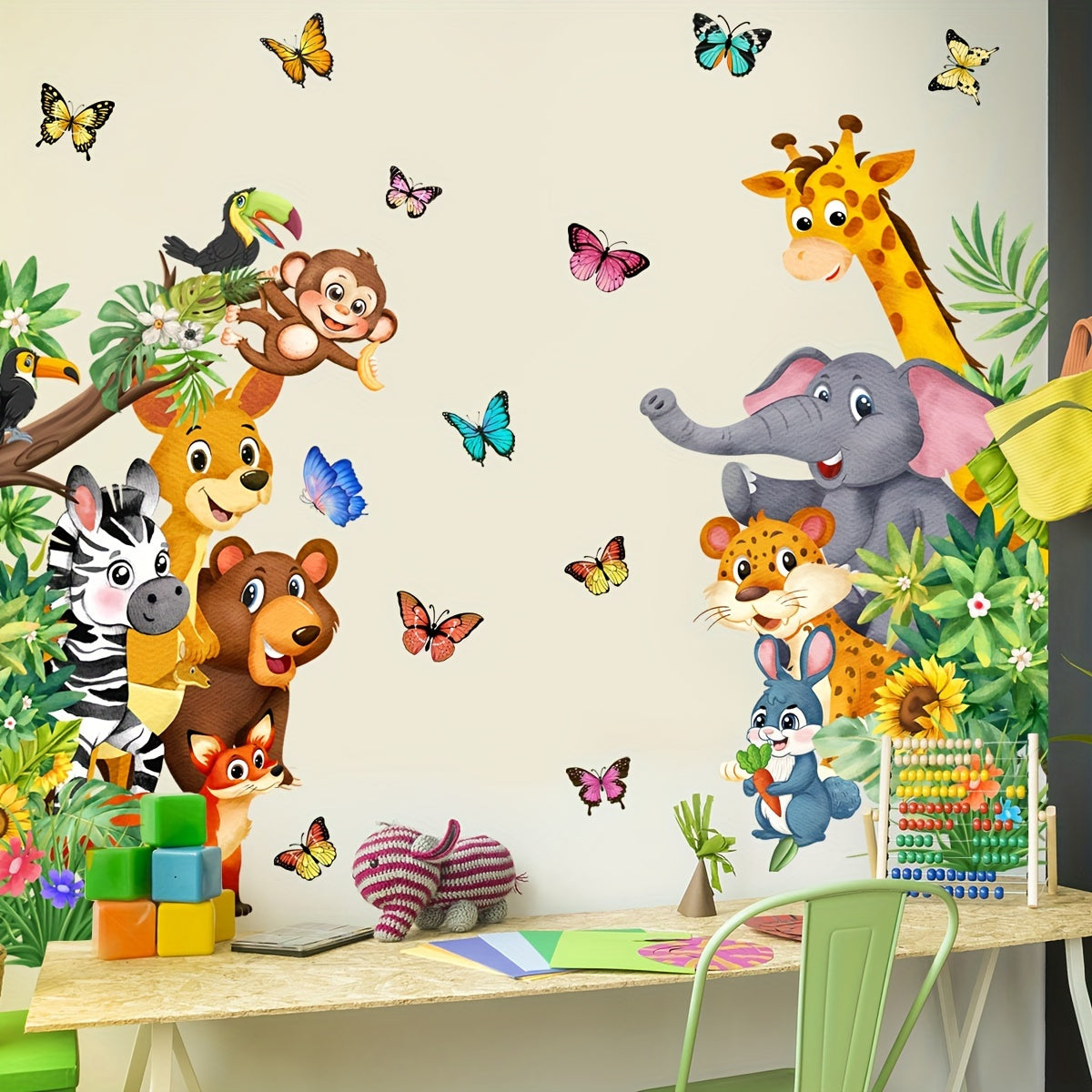 Animal Wall Stickers Kids Room Decor Playful Nursery Wall Decals for Bedroom and Playroom Decoration