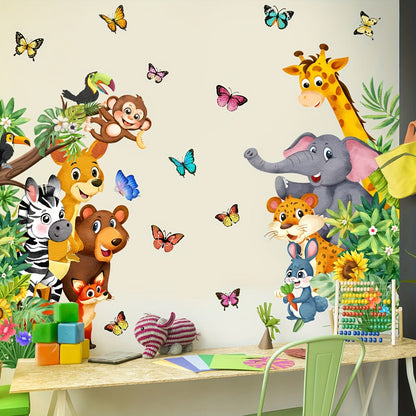 Animal Wall Stickers Kids Room Decor Playful Nursery Wall Decals for Bedroom and Playroom Decoration