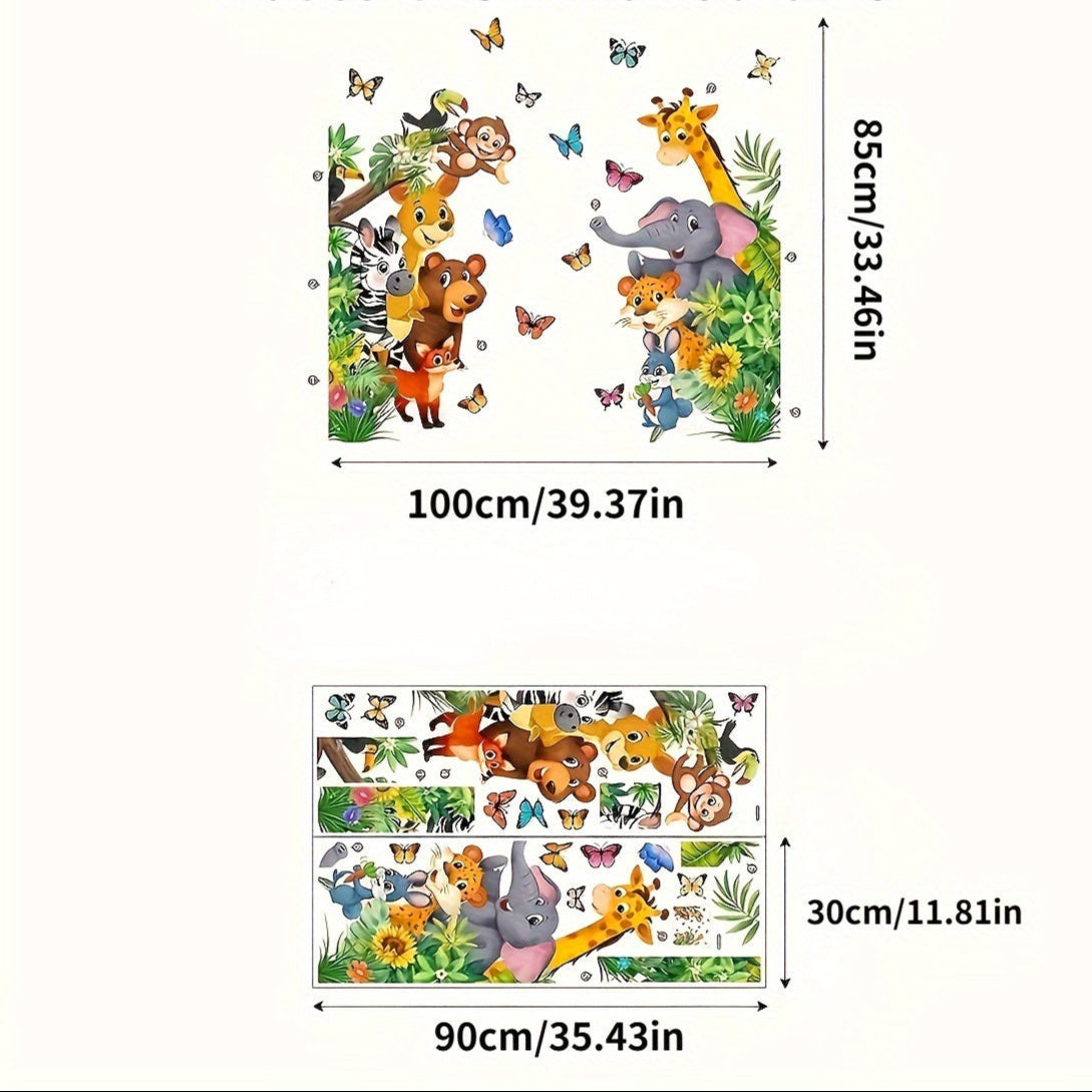 Animal Wall Stickers Kids Room Decor Playful Nursery Wall Decals for Bedroom and Playroom Decoration