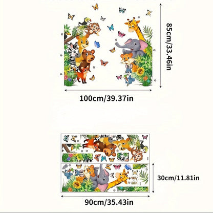 Animal Wall Stickers Kids Room Decor Playful Nursery Wall Decals for Bedroom and Playroom Decoration