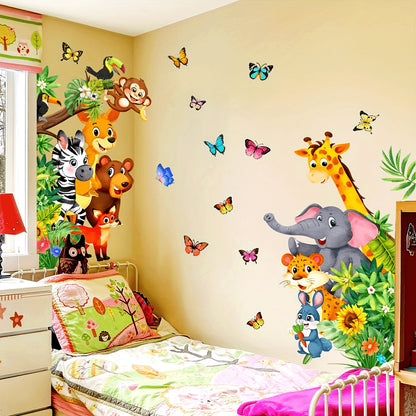 Animal Wall Stickers Kids Room Decor Playful Nursery Wall Decals for Bedroom and Playroom Decoration