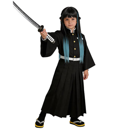 Set costume da kimono per cosplay di personaggio anime con pantaloni hakama e cintura
