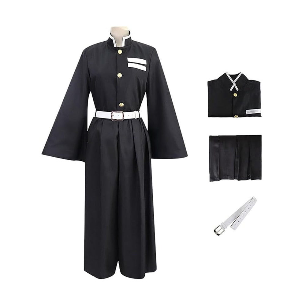 Set costume da kimono per cosplay di personaggio anime con pantaloni hakama e cintura