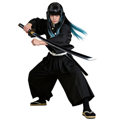 Set costume da kimono per cosplay di personaggio anime con pantaloni hakama e cintura