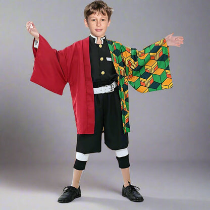 Halloweenkostumesæt med anime-kimono til børn - cosplaykostume med yderbeklædning