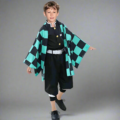 Halloweenkostumesæt med anime-kimono til børn - cosplaykostume med yderbeklædning