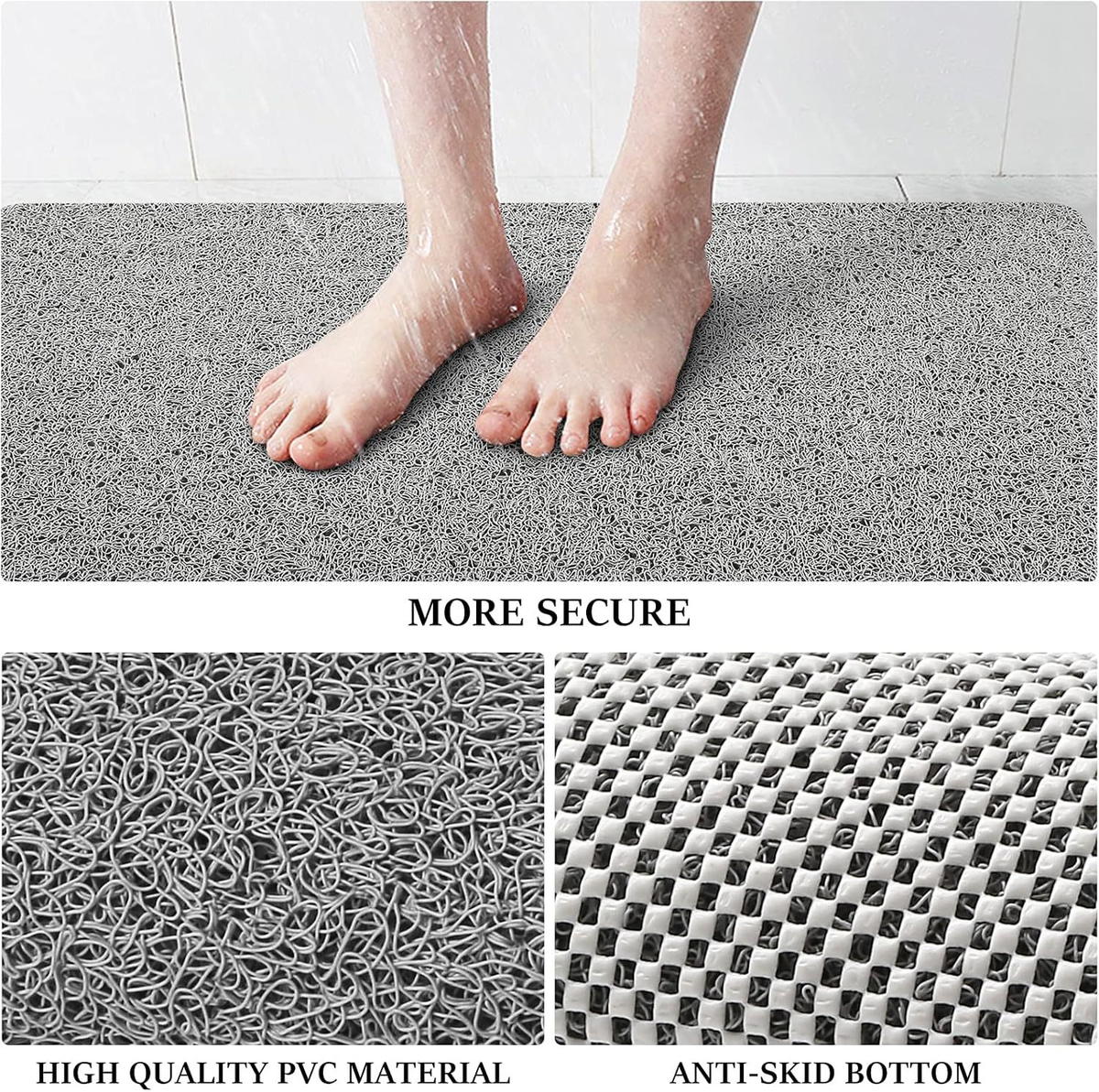 Anti Slip Shower Mat Quick Drain Textured Bathroom Floor Mat Cut To Fit