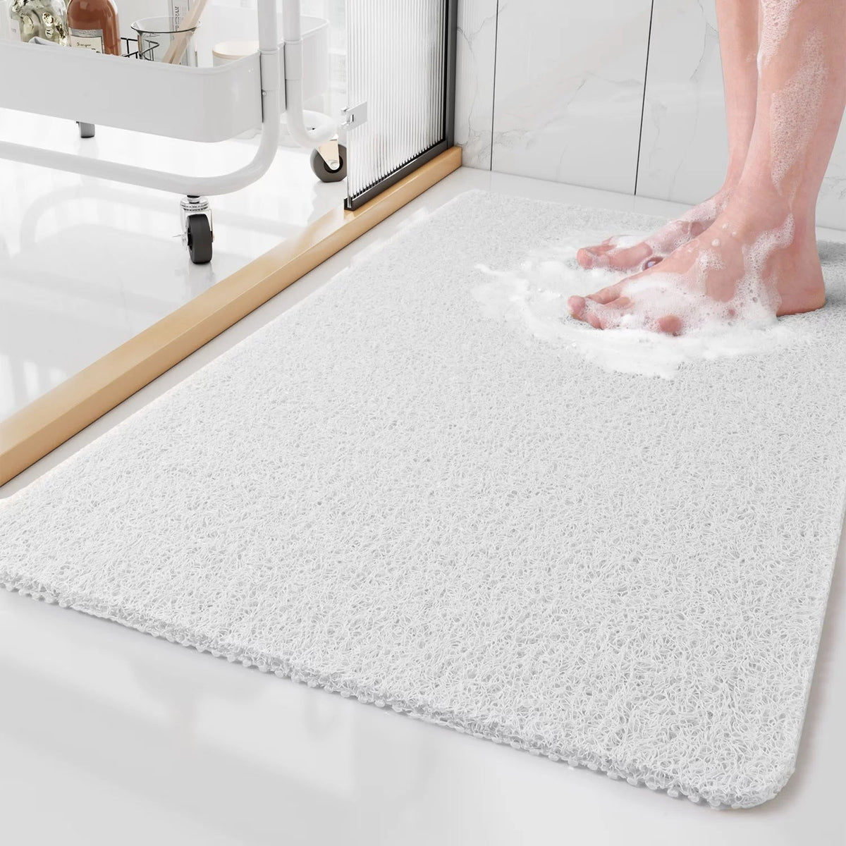 Anti Slip Shower Mat Quick Drain Textured Bathroom Floor Mat Cut To Fit