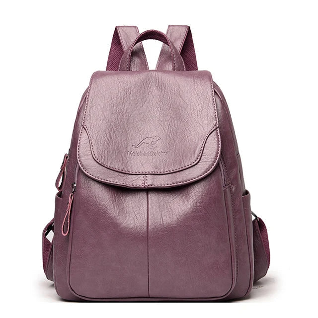 Anti-Theft Leather Backpack Women's Secure Stylish Travel City Daypack