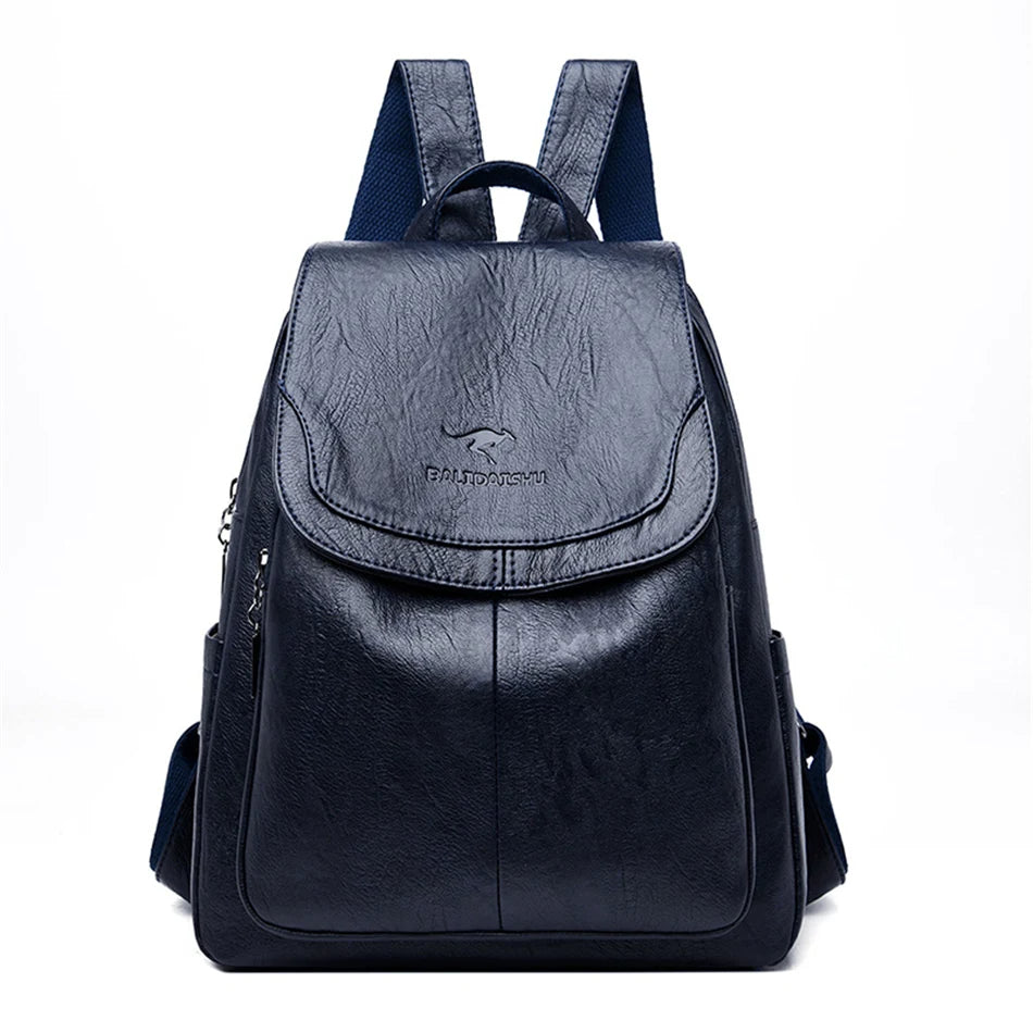 Anti-Theft Leather Backpack Women's Secure Stylish Travel City Daypack