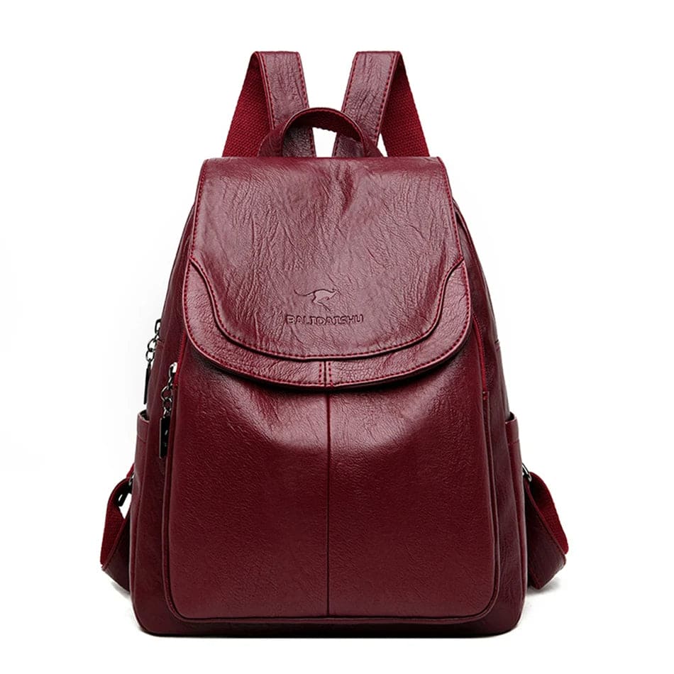 Anti-Theft Leather Backpack Women's Secure Stylish Travel City Daypack