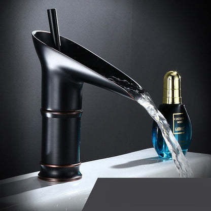 Antique Waterfall Bathroom Sink Faucet Solid Brass Single Handle Mixer Tap