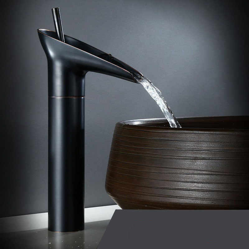 Antique Waterfall Bathroom Sink Faucet Solid Brass Single Handle Mixer Tap