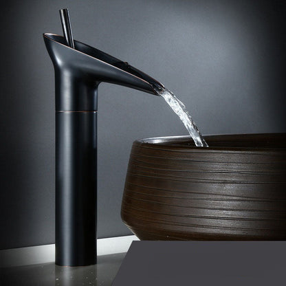 Antique Waterfall Bathroom Sink Faucet Solid Brass Single Handle Mixer Tap