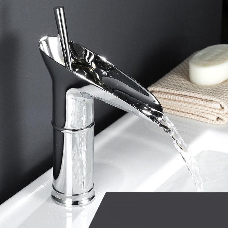 Antique Waterfall Bathroom Sink Faucet Solid Brass Single Handle Mixer Tap