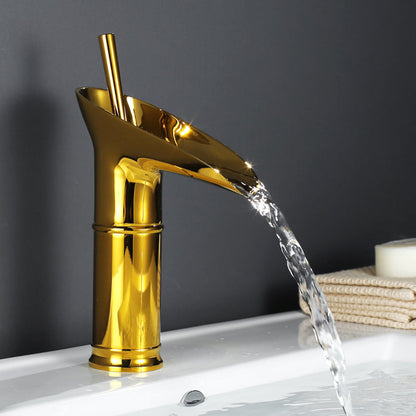Antique Waterfall Bathroom Sink Faucet Solid Brass Single Handle Mixer Tap
