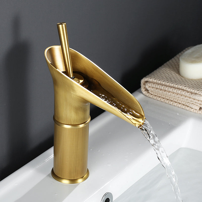 Antique Waterfall Bathroom Sink Faucet Solid Brass Single Handle Mixer Tap