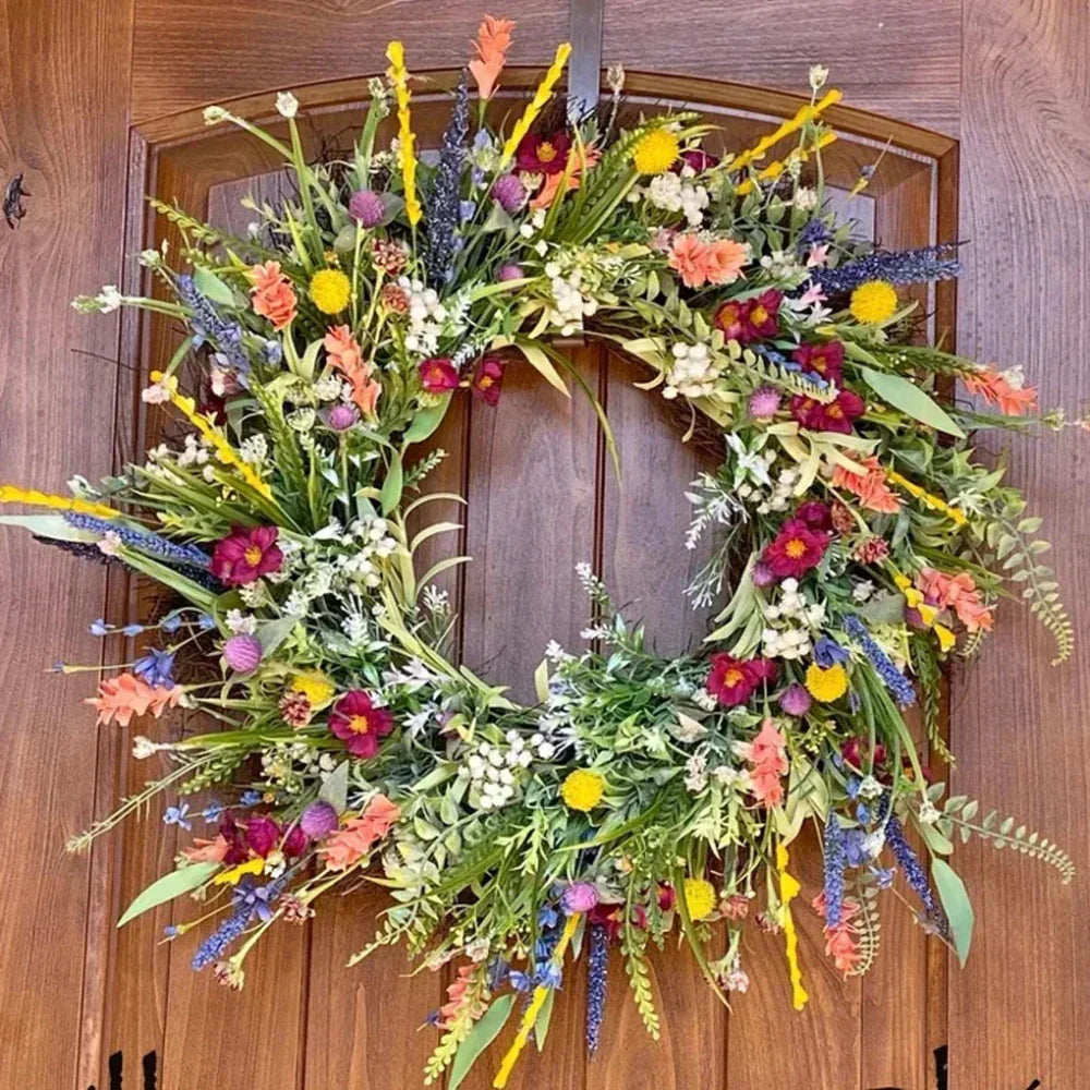 Artificial Flower Wreath Decorative Floral Door Wall Indoor Outdoor