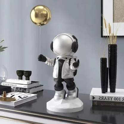 Astronaut Balloon Figurine Space Decor Cute Space Explorer Statue Kids Room Shelf Decoration