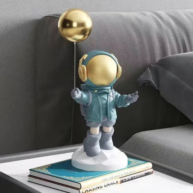 Astronaut Balloon Figurine Space Decor Cute Space Explorer Statue Kids Room Shelf Decoration