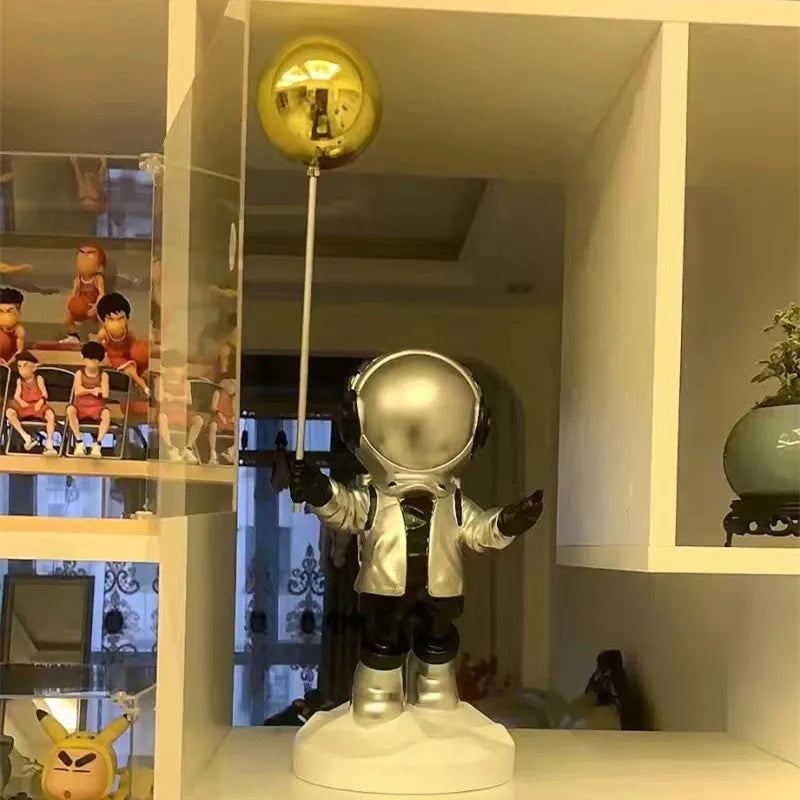 Astronaut Balloon Figurine Space Decor Cute Space Explorer Statue Kids Room Shelf Decoration
