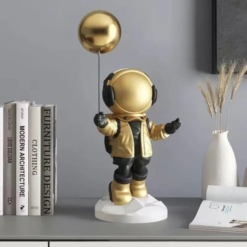 Astronaut Balloon Figurine Space Decor Cute Space Explorer Statue Kids Room Shelf Decoration