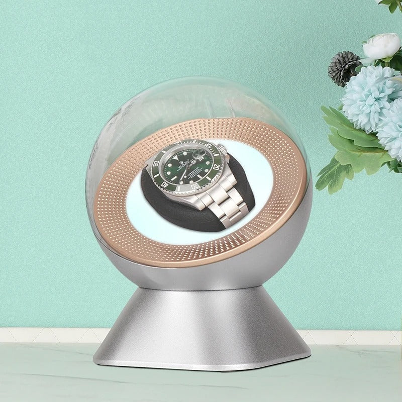 Automatic Watch Winder LED Display Case Quiet Motor Continuous Rotation Transparent Cover