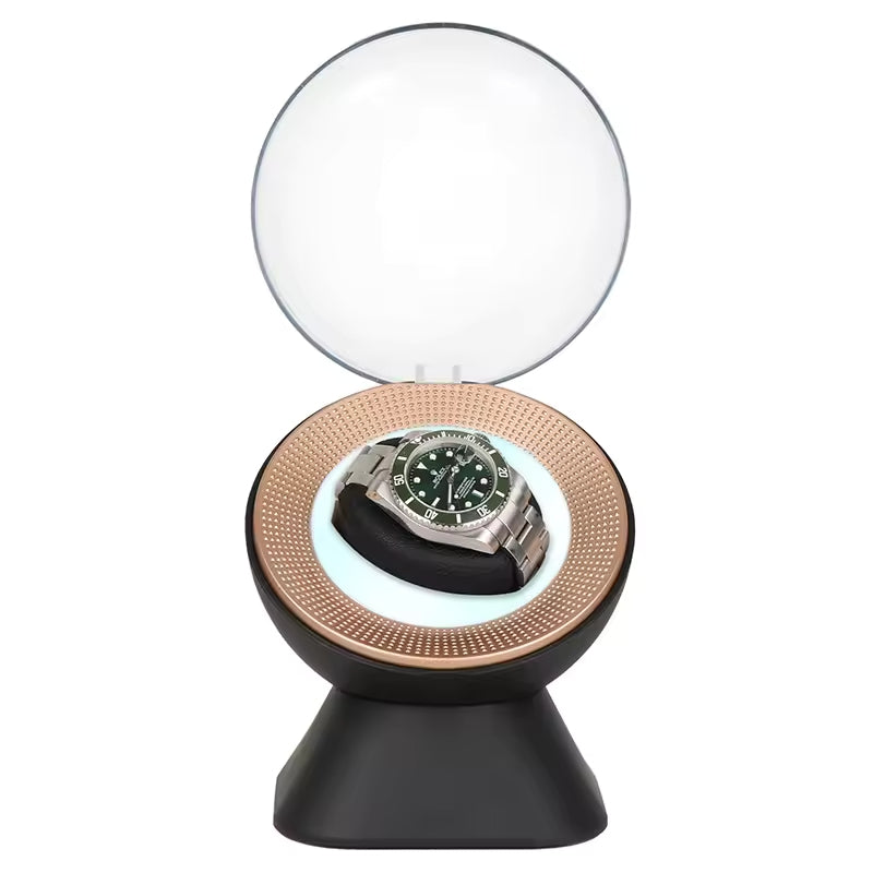 Automatic Watch Winder LED Display Case Quiet Motor Continuous Rotation Transparent Cover