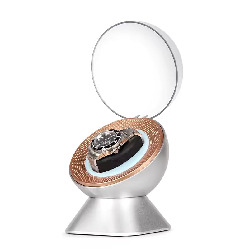 Automatic Watch Winder LED Display Case Quiet Motor Continuous Rotation Transparent Cover
