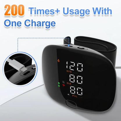 Automatic Wrist Blood Pressure Monitor with USB Rechargeable Battery