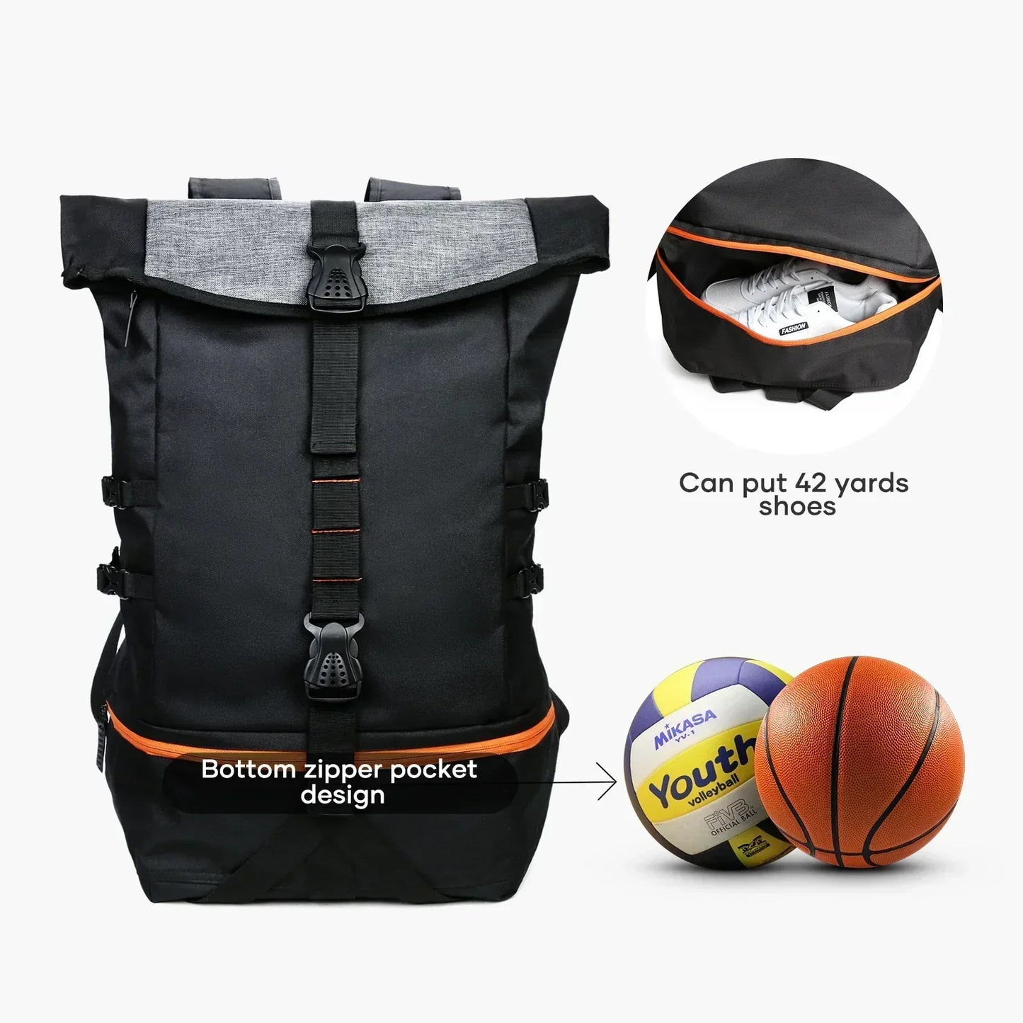 Basketball Backpack Sports Bag – 35L Large Capacity Sports Equipment Travel Backpack