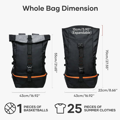 Basketball Backpack Sports Bag – 35L Large Capacity Sports Equipment Travel Backpack