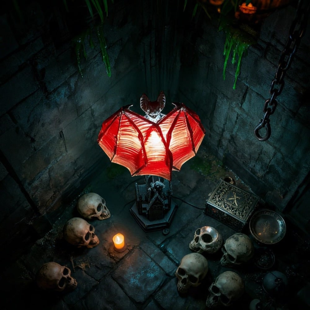 Bat Lamp Halloween Decoration Gothic Table Light Spooky Home Accent