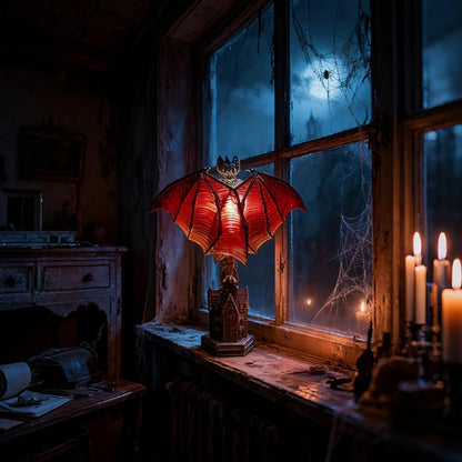 Bat Lamp Halloween Decoration Gothic Table Light Spooky Home Accent