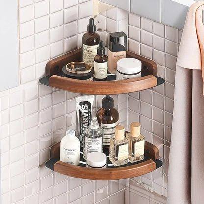 Bathroom Storage Shelves Natural Wooden Wall Shelves for Stylish Organisation