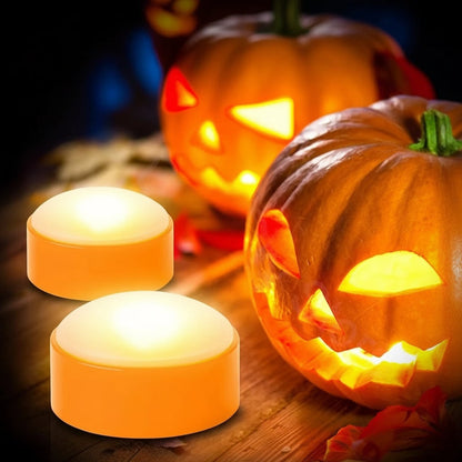 Batteridrevne orange græskarlys, Halloween-dekoration til indendørs fester