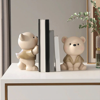 Bear Bookends Set Decorative Weighted Book Holders For Shelves And Desks