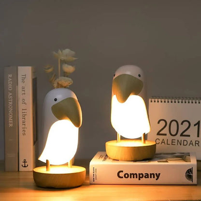 Bird Shaped Rechargeable Night Light with Push Button Control and Wireless Portable Design