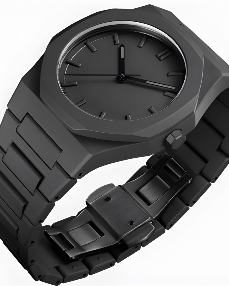 Black Men's Luxury Watch Large Dial Waterproof Stainless Steel Wristwatch