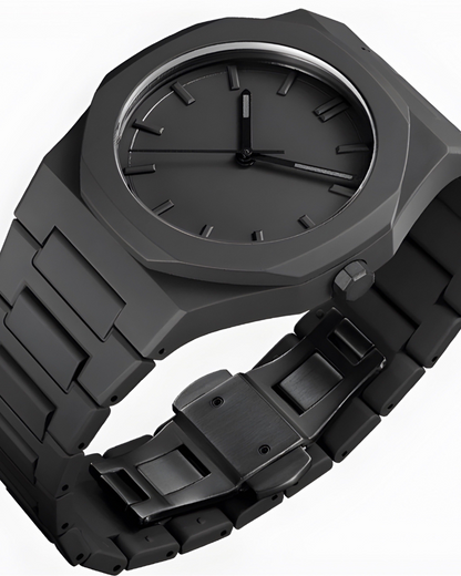 Black Men's Luxury Watch Large Dial Waterproof Stainless Steel Wristwatch